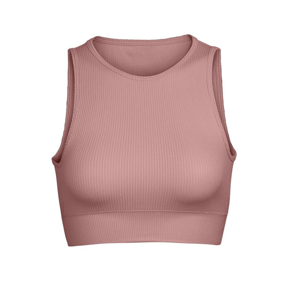 NWT SKIMS Stretch Rib High Neck Bra Rose Clay - Size: S/M